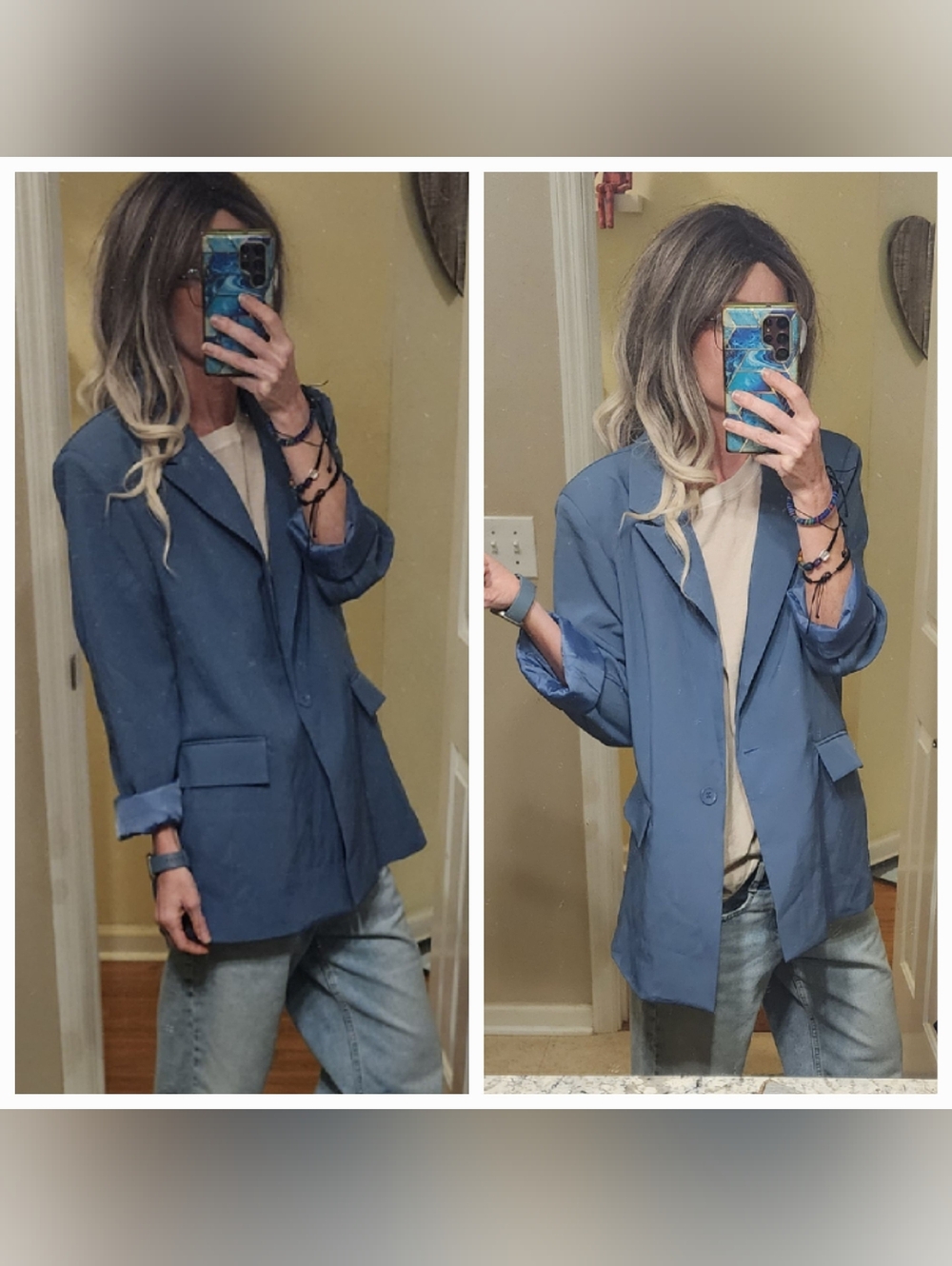 Dusty Blue Missguided Blazer Size 4 - Picture 2 of 2